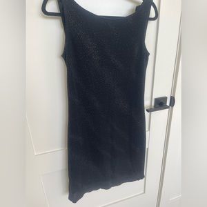 Black sparkle draped back mini dress